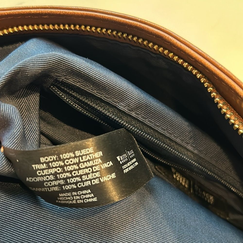 White House black market blue suede leather clutch with fringe add-on. Gorgeous. - Picture 7 of 7